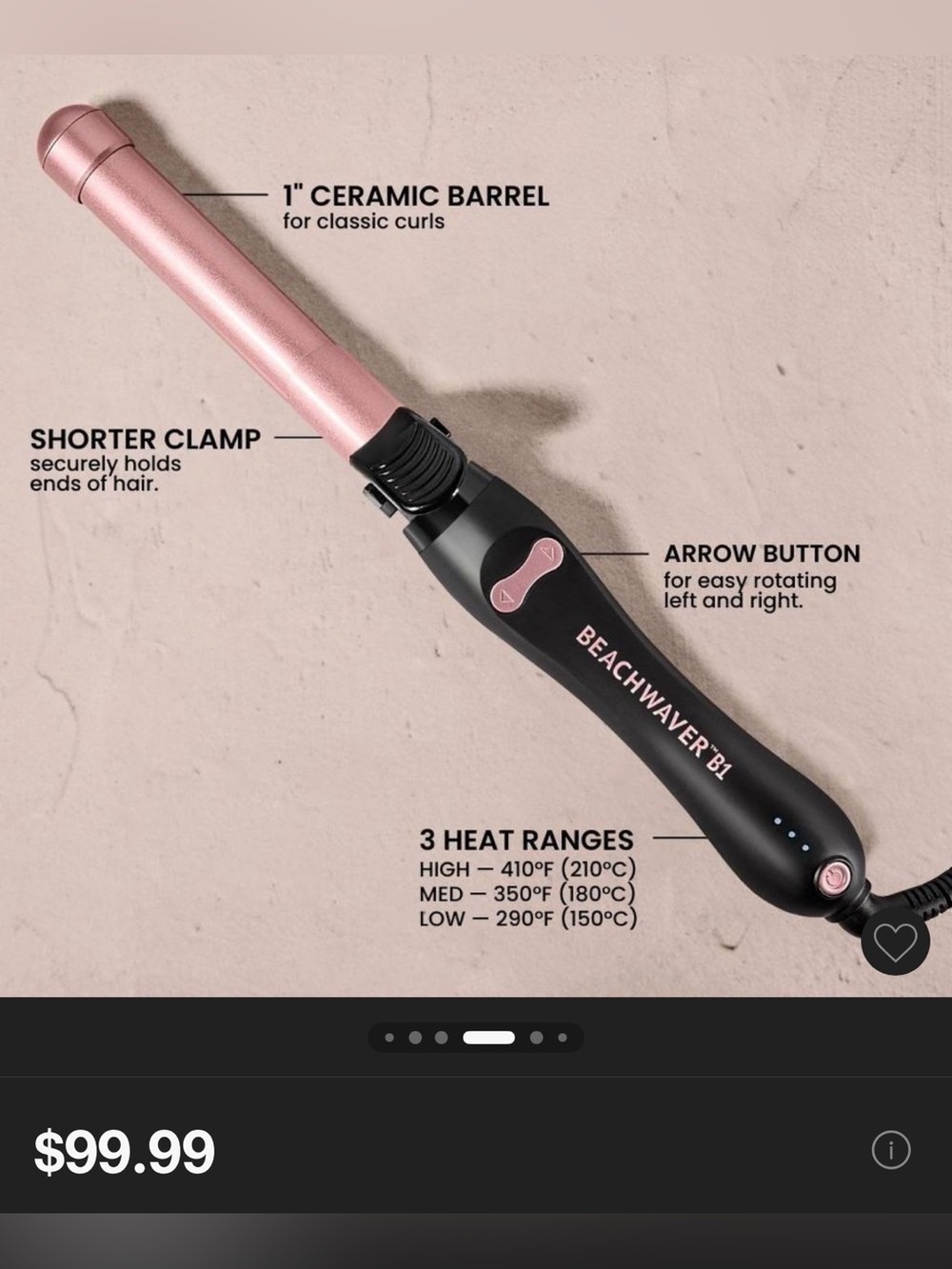 The Beachwaver Co. Curling Iron - Pink and Black